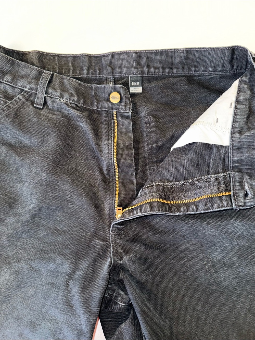 Carhartt B11 Loose Fit Washed Duck Carpenter Pants Black jeans Men's 36x34 - Picture 9 of 13